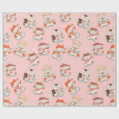 Cat Maneki Neko Pattern Geschenkpapier (Flach)