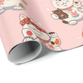 Cat Maneki Neko Pattern Geschenkpapier (Rolleneckpunkt)