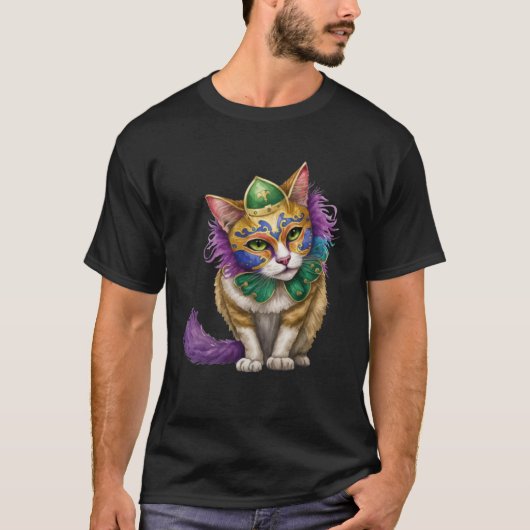 Cat Mardi Gras Happy Mardi Gras Carnival Cat Kitt T-Shirt (Vorderseite)