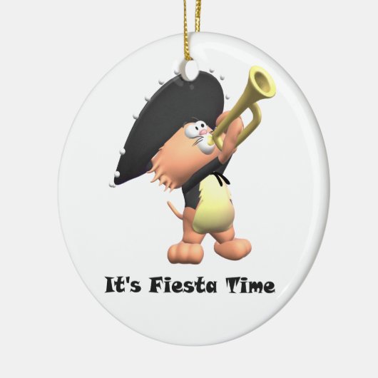 Cat Mariachi Black Fiesta Time Keramik Ornament (Links)