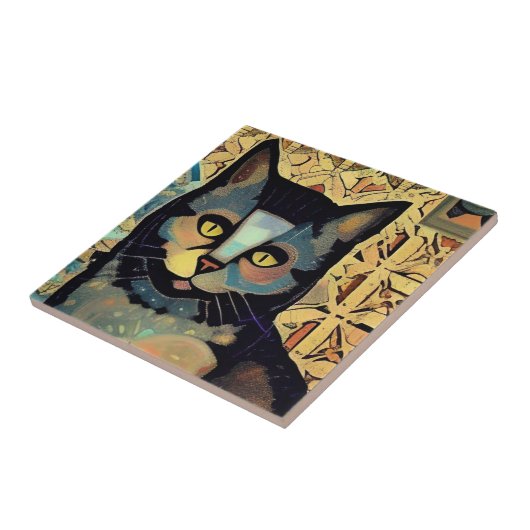 Cat-Marokko-Mosaik-abstrakte Kunstkitty-Stimmen Fliese (Seite)