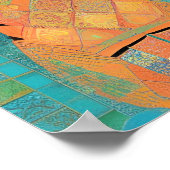 Cat-Marokko-Mosaik-Ingwer auf türkisfarbenem Hinte Poster (Ecke)