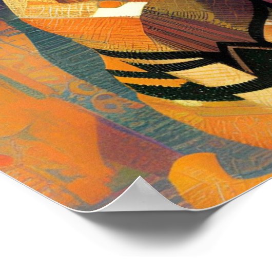 Cat-Marokko-Mosaik-Portraitkitte abstrakter Kunst Poster (Ecke)