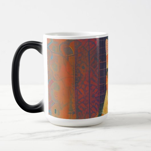 Cat-Marokko-Mosaik-Portraitkitte abstrakter Kunst Verwandlungstasse (Links)