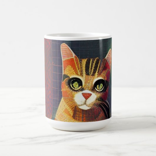Cat-Marokko-Mosaik-Portraitkitte abstrakter Kunst Verwandlungstasse (Zentrum)