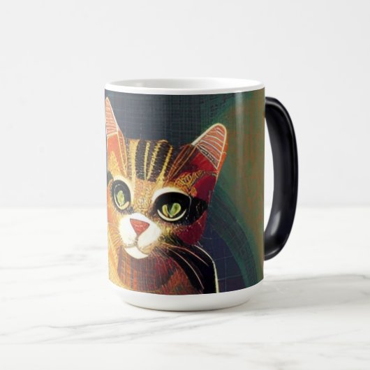 Cat-Marokko-Mosaik-Portraitkitte abstrakter Kunst Verwandlungstasse (VorderseiteRechts)