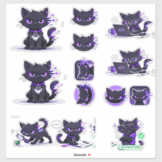 Cat Mascot Stickers Aufkleber (Blatt)