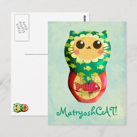 Cat Matryoshka Doll Postkarte (Vorne/Hinten)
