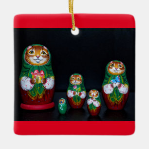 Cat Matryoshka Keramik Ornament