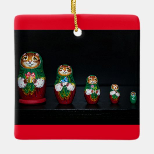 Cat Matryoshka Weihnachtsfeier Keramik Ornament (Vorderseite)