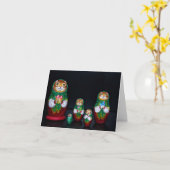 Cat Matryoshka Weihnachtskarte Karte (Gelbe Blume)