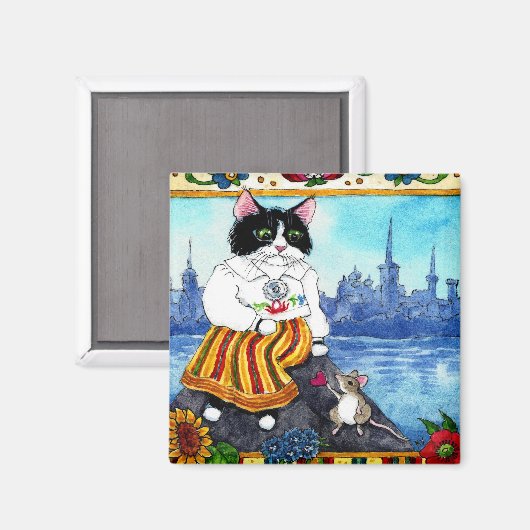 Cat Maus Estnischer Folklore-Magnet Magnet (Vorderseite/Rückseite)