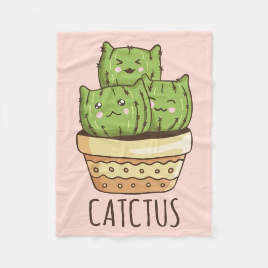 Cat Meets Cactus Fleecedecke (Vorderseite)