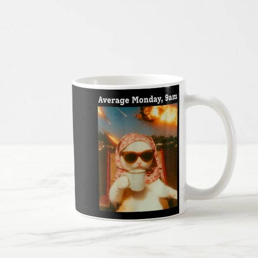Cat Meme Average Monday 9am Funny Sarcastic Back T Kaffeetasse (Rechts)