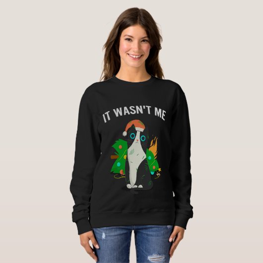 Cat Meme  Cat  Meowy Christmas Tree Light  1 Sweatshirt (Vorne ganz)