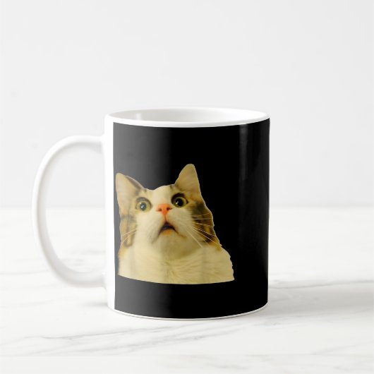 Cat Meme Shock Cat Face Funny Meme Cat Silly Gift  Kaffeetasse (Links)