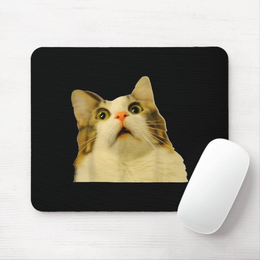Cat Meme Shock Cat Face Funny Meme Cat Silly Gift  Mousepad (Mit Mouse)