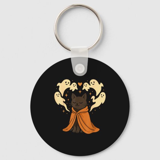Cat Meme Soky Cute Black Halloween Schlüsselanhänger (Vorderseite)