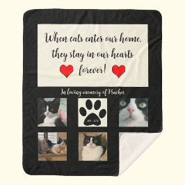 Cat Memorial 5 Photo with Poem Fleece Blanket Sherpadecke