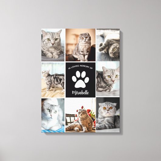 Cat Memorial Custom Foto Collage in Love Memory Leinwanddruck (Vorderseite)