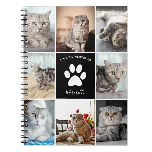 Cat Memorial Custom Foto Collage in Love Memory Notizblock (Vorderseite)