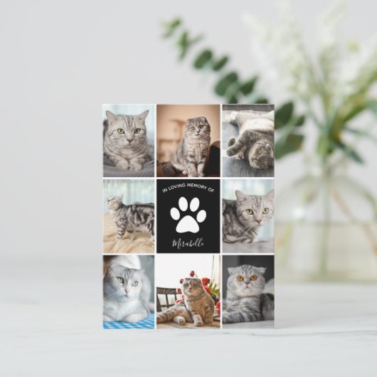 Cat Memorial Custom Foto Collage in Love Memory Postkarte (Stehend Vorderseite)