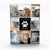 Cat Memorial Custom Pet Collage Paw Print Fotoblock (Vorderseite)