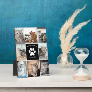 Cat Memorial Custom Pet Foto Collage Paw Print Fotoplatte