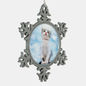 Cat Memorial Custom Pewter Snowflake Ornament (Links)