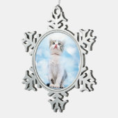 Cat Memorial Custom Pewter Snowflake Ornament (Rechts)
