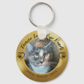 Cat Memorial Forever in Our Hearts Foto Paw Heart Schlüsselanhänger (Rückseite)