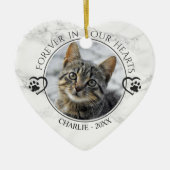 Cat Memorial Forever in unserem Herz Foto Marmor Keramik Ornament (Vorne)