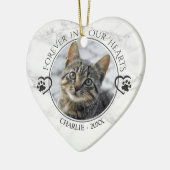 Cat Memorial Forever in unserem Herz Foto Marmor Keramik Ornament (Links)