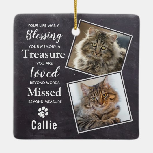 Cat-Memorial-Foto Keramikornament (Rückseite)