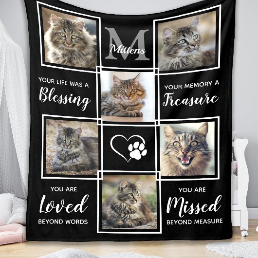 Cat Memorial Geschenk Pet Loss Gedicht 6 FotoColla Fleecedecke