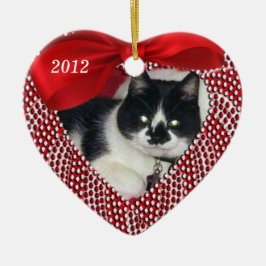 Cat Memorial Heart Shaped Ornament - CHRISTMAS