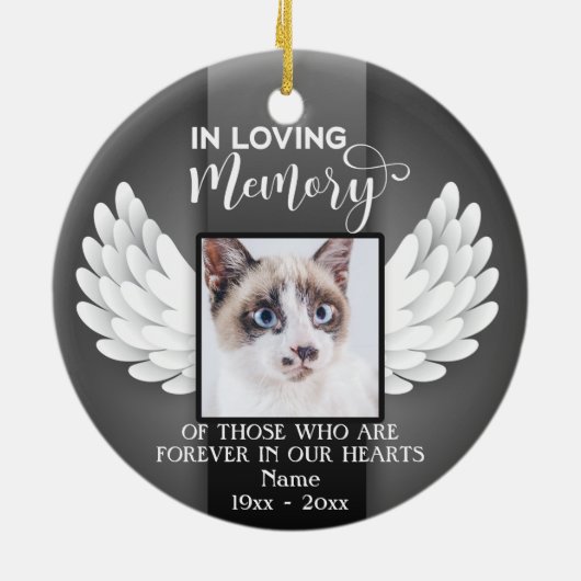 Cat Memorial: Im Foto "Benutzerdefinierter Speiche Keramik Ornament (Hinten)