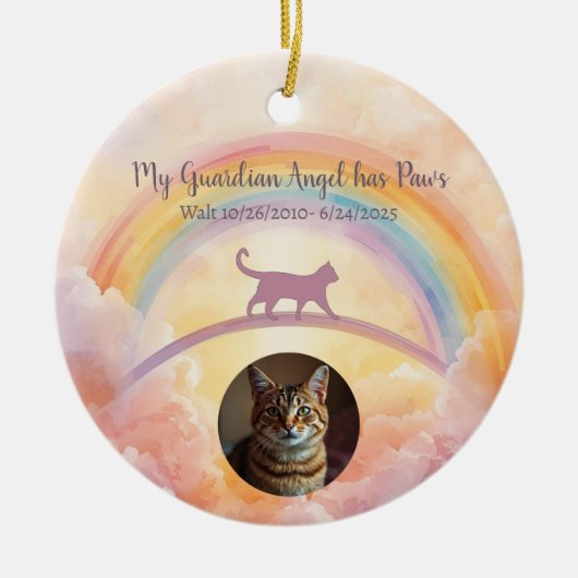 Cat Memorial Keramik Ornament Rainbow Bridge (Vorne)