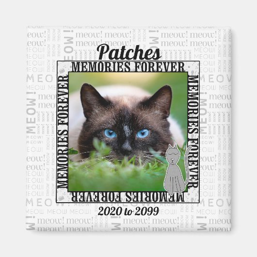 Cat-Memorial mit Name und Foto Magnet (Vorne)