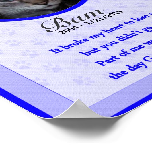 Cat Memorial Poster Print - Religiöse Verse (Ecke)