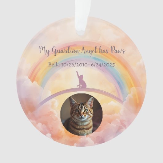 Cat Memorial Watercolor Rainbow Bridge Ornament (Vorderseite)