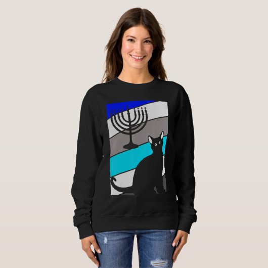 Cat Menorah Hanukkah Cute Kitten Chanukah Jewish H Sweatshirt (Vorne ganz)
