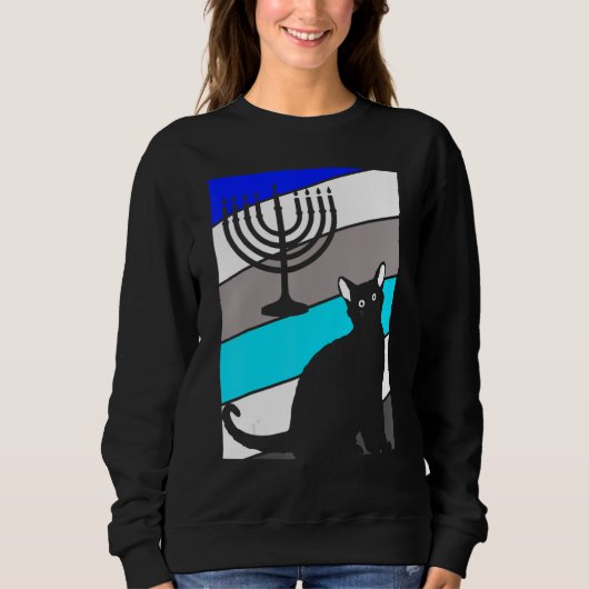 Cat Menorah Hanukkah Cute Kitten Chanukah Jewish H Sweatshirt (Vorderseite)