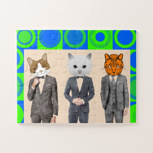 CAT-MENSCHEN IN ANZÜGEN FUNNY JIGSAW PUZZLE (Horizontal)
