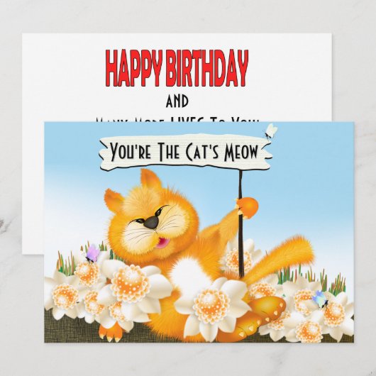 Cat Meow Funny Birthday (Vorne/Hinten)