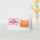 Cat Meow Funny Pun Valentinstag Karte (Gelbe Blume)