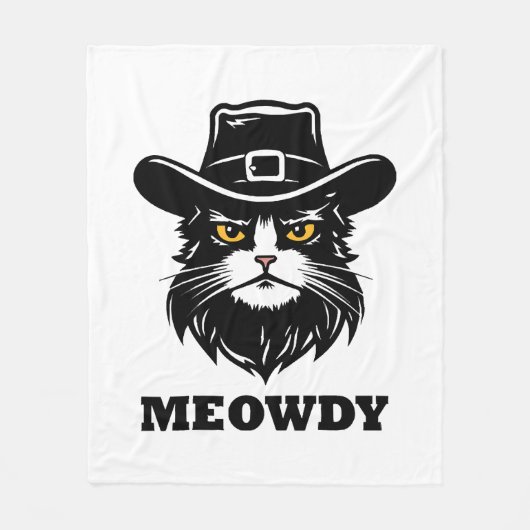Cat Meow Howdy Funny Cat Fleecedecke (Vorderseite)