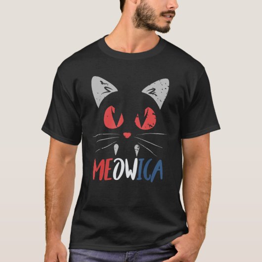 Cat Meowica 4th of July Patriotic T-Shirt (Vorderseite)