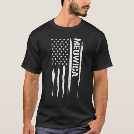Cat Meowica - American Flag Sayings T-Shirt (Vorderseite)