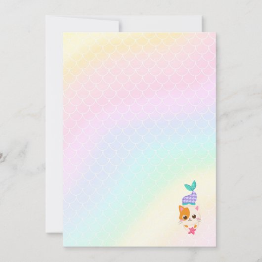 Cat Meowmaid Mermaid Girl Birthday Party Einladung (Rückseite)